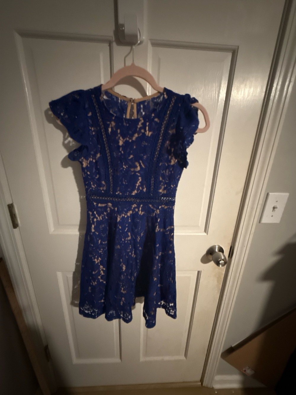 Rare editions Girls Royal Blue Lace Fit-and-Flare Dress